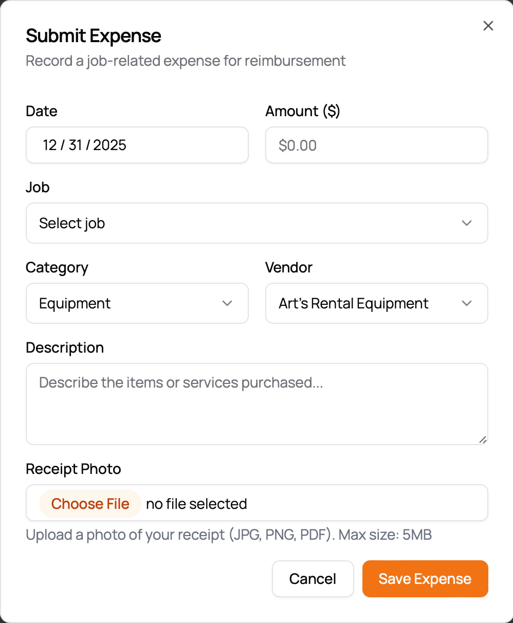 Expense Submission Form